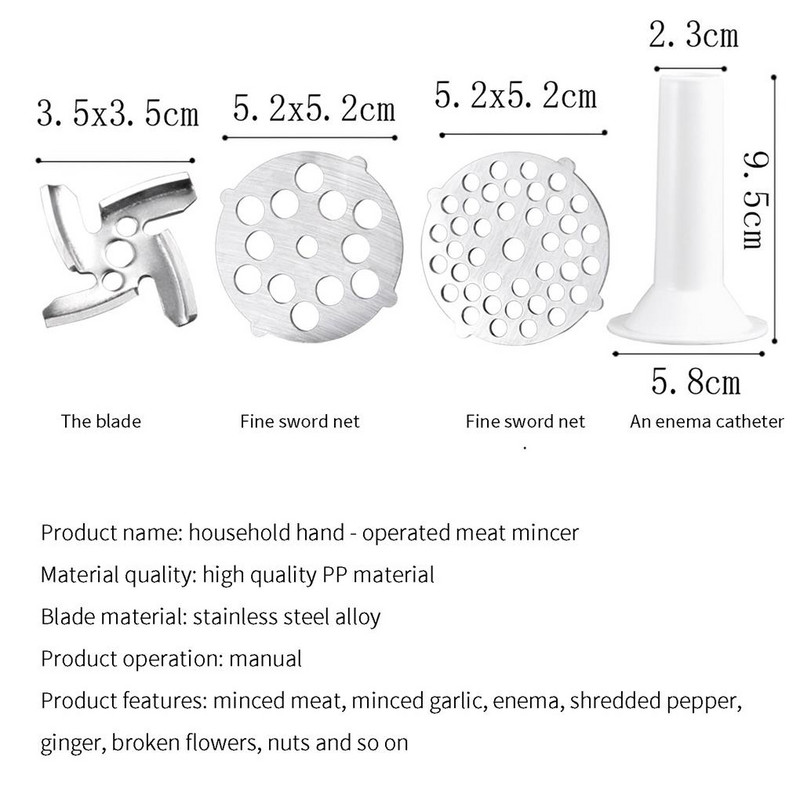 Rankinis mėsmalė Maltos mėsos maža dešrų mašina daržovių pjaustytuvas
