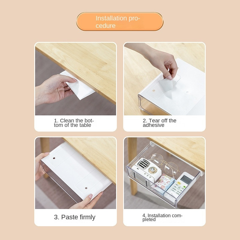 Самозалепваща се поставка за моливи под чекмеджето на бюрото Кутия за съхранение Скрит органайзер за канцеларски материали Поставка за химикалки Офис Органайзер за домашно съхранение