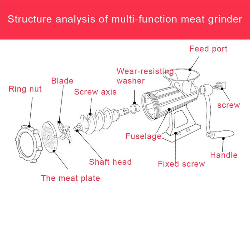 Daugiafunkcis rankinis mėsmalės užpildymo dešrų aparatas Buitinis rankų purtymas daržovių česnakų malimo smulkintuvas