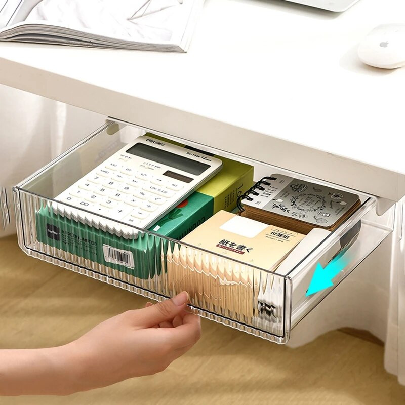 Cutie de depozitare sertar sub birou Cutie de depozitare creion Organizator de papetărie Cutie de sortare ascunsă Organizator de tavă de depozitare pentru stilouri de birou