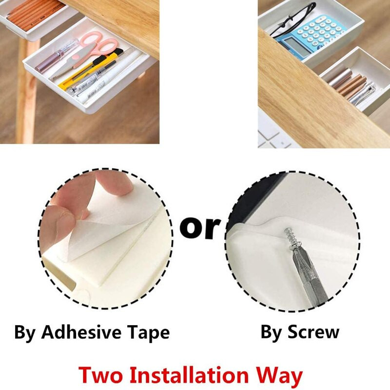 „Self Stick“ pieštukų dėklas po stalo stalčiumi, laikymo dėžutė, paslėpta raštinės reikmenų laikymo priemonė.