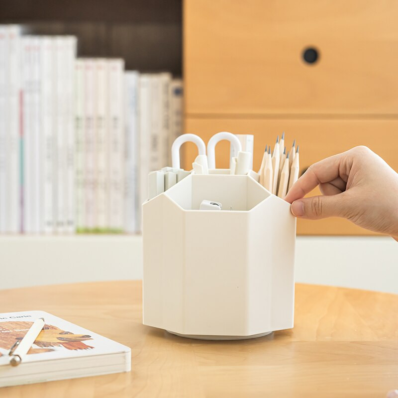 360 fokos forgó tolltartó 5 rácsos PP anyag Divat irodaszervező eszközök Asztali tárolódoboz sminkecsetekhez