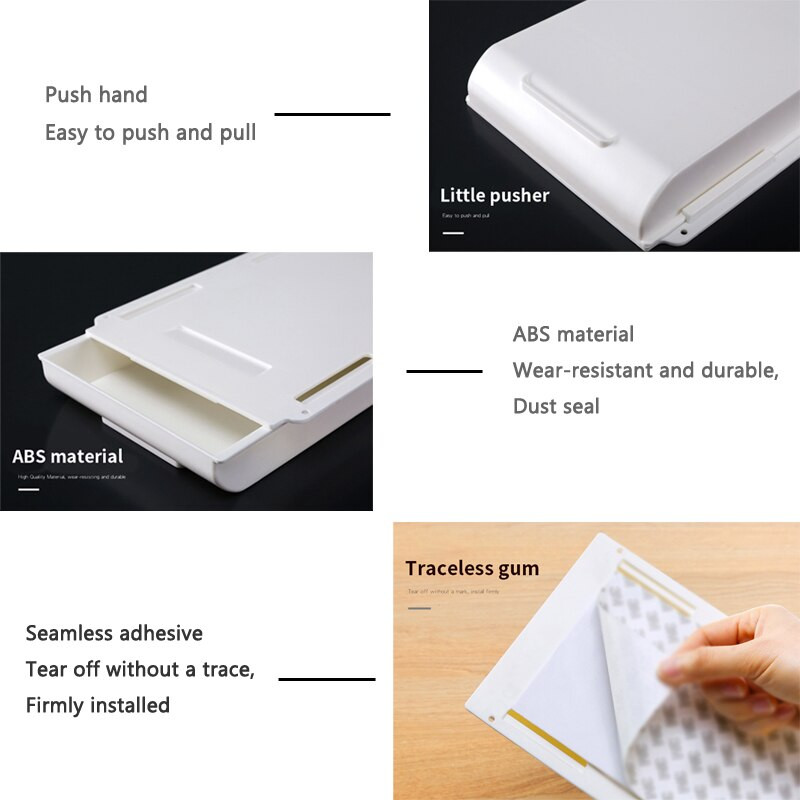 Rašomojo stalo stalčius Prilimpa Paslėpta ir slapta vieta Namų biuro dėklas po stalčiumi.