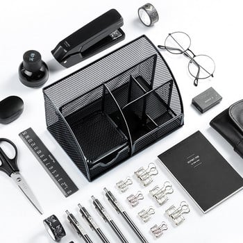 Μεταλλικό πλέγμα Organizer γραφείου Κουτί Desktop Organizer Γραφείο Θήκη αποθήκευσης Επιτραπέζιο στυλό Sundries Badge Box Προμήθειες χαρτικών