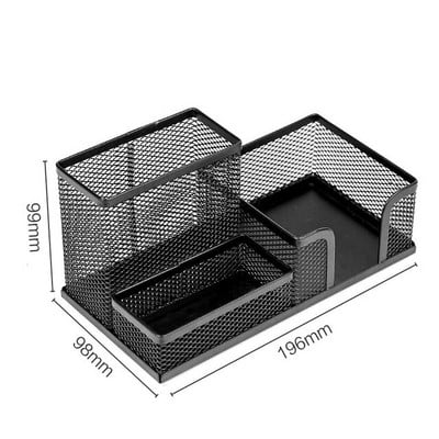 Метална мрежеста кутия за органайзер за бюро Настолен офис органайзер Поставка за съхранение Настолен молив Писалка Разни Кутия за значки Канцеларски материали