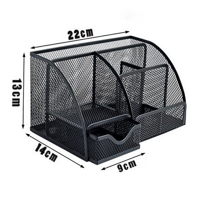 Метална мрежеста кутия за органайзер за бюро Настолен офис органайзер Поставка за съхранение Настолен молив Писалка Разни Кутия за значки Канцеларски материали