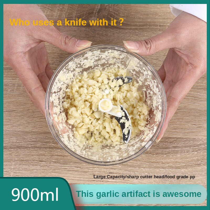 Mașină de tocat carne manuală multifuncțională de 500 ml/900 ml, de capacitate mare, tăietor de legume, zdrobitor de usturoi, batător de ouă, unelte de bucătărie