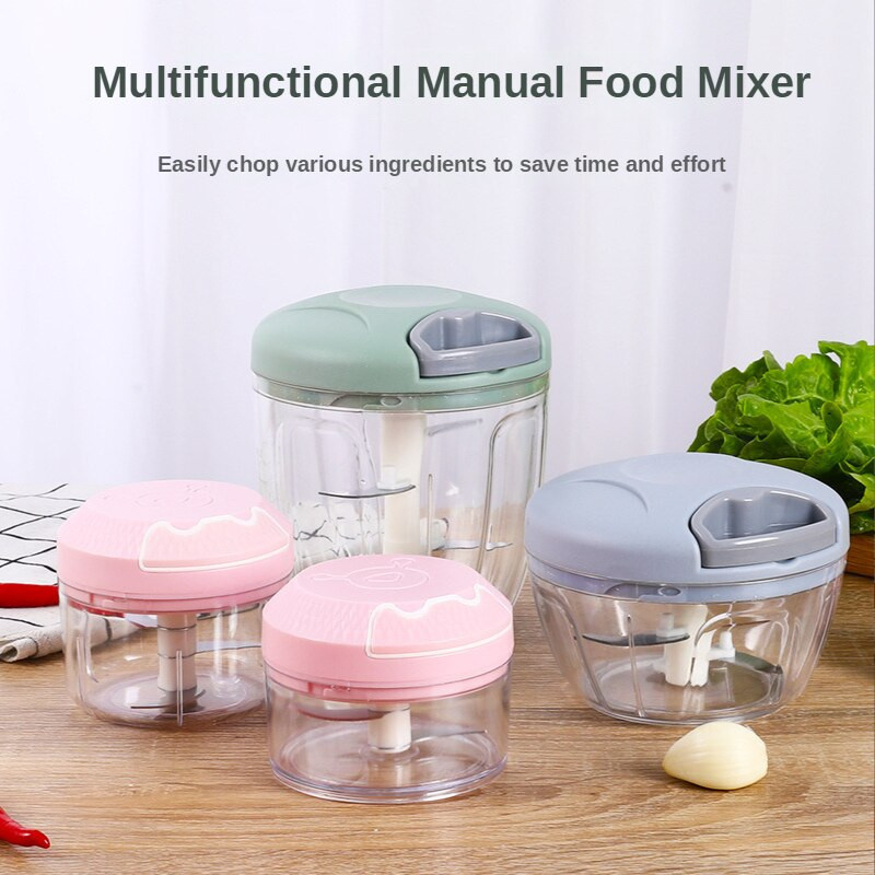 Mașină de tocat carne manuală multifuncțională de 500 ml/900 ml, de capacitate mare, tăietor de legume, zdrobitor de usturoi, batător de ouă, unelte de bucătărie