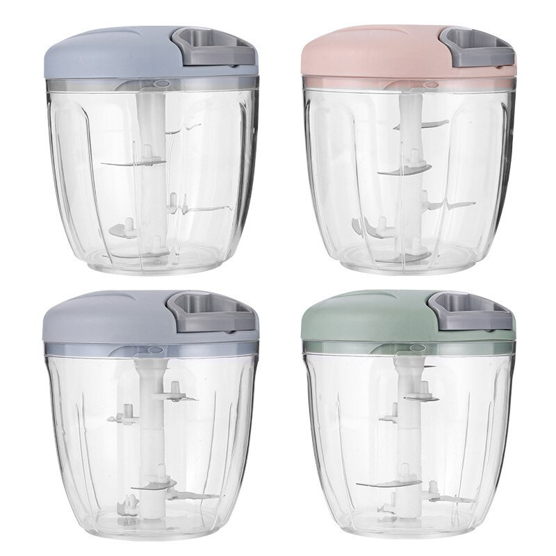 Mașină de tocat carne manuală multifuncțională de 500 ml/900 ml, de capacitate mare, tăietor de legume, zdrobitor de usturoi, batător de ouă, unelte de bucătărie