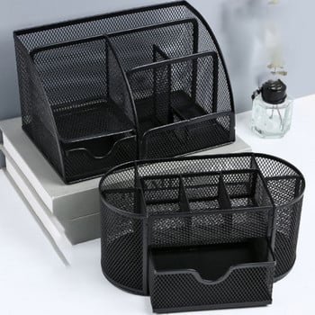 Desk Organizer Desktop Office Organizer Αποθήκευση Μεταλλικό Διχτυωτό Στήριγμα Επιτραπέζιου Μολυβιού Sundries Badge Box Προμήθειες χαρτικών