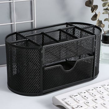 Desk Organizer Desktop Office Organizer Αποθήκευση Μεταλλικό Διχτυωτό Στήριγμα Επιτραπέζιου Μολυβιού Sundries Badge Box Προμήθειες χαρτικών