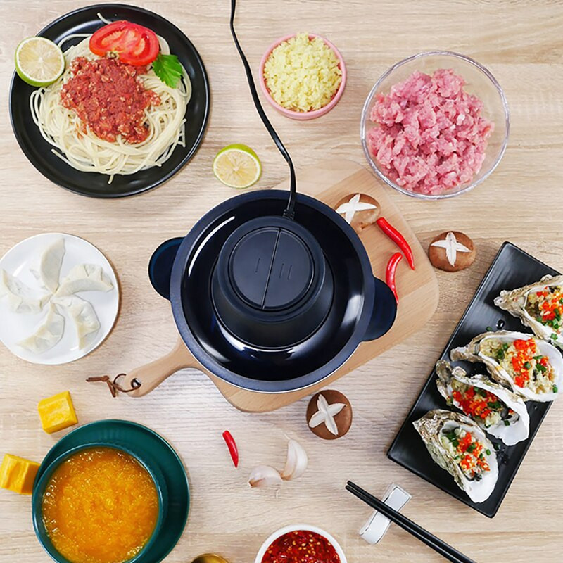 Húsdaráló 2 fokozatú rozsdamentes acél elektromos aprító 2l konyhai robotgép szeletelő 220V daráló Élelmiszer fokhagyma zöldség hús aprító