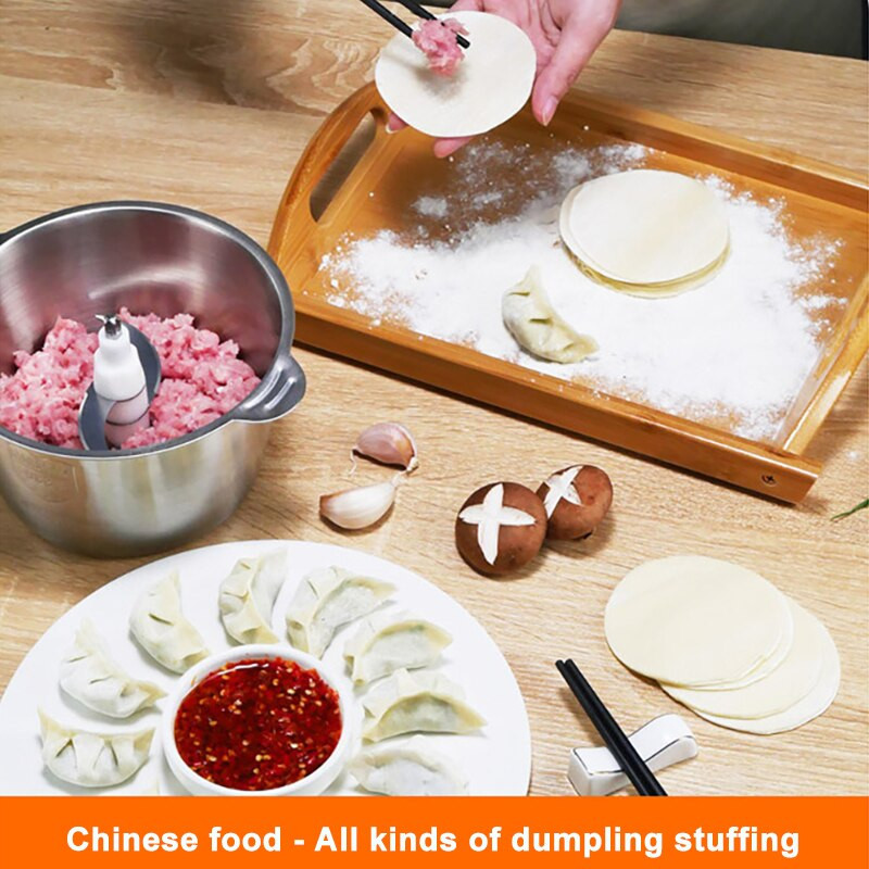 Húsdaráló 2 fokozatú rozsdamentes acél elektromos aprító 2l konyhai robotgép szeletelő 220V daráló Élelmiszer fokhagyma zöldség hús aprító