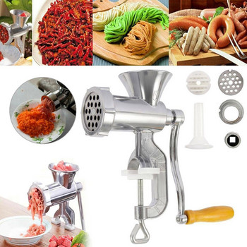 Ръчна месомелачка и съдове за юфка за колбаси, джунджурии за приготвяне на мелница, машина за макаронени изделия, манивела, домашна кухня, инструменти за готвене