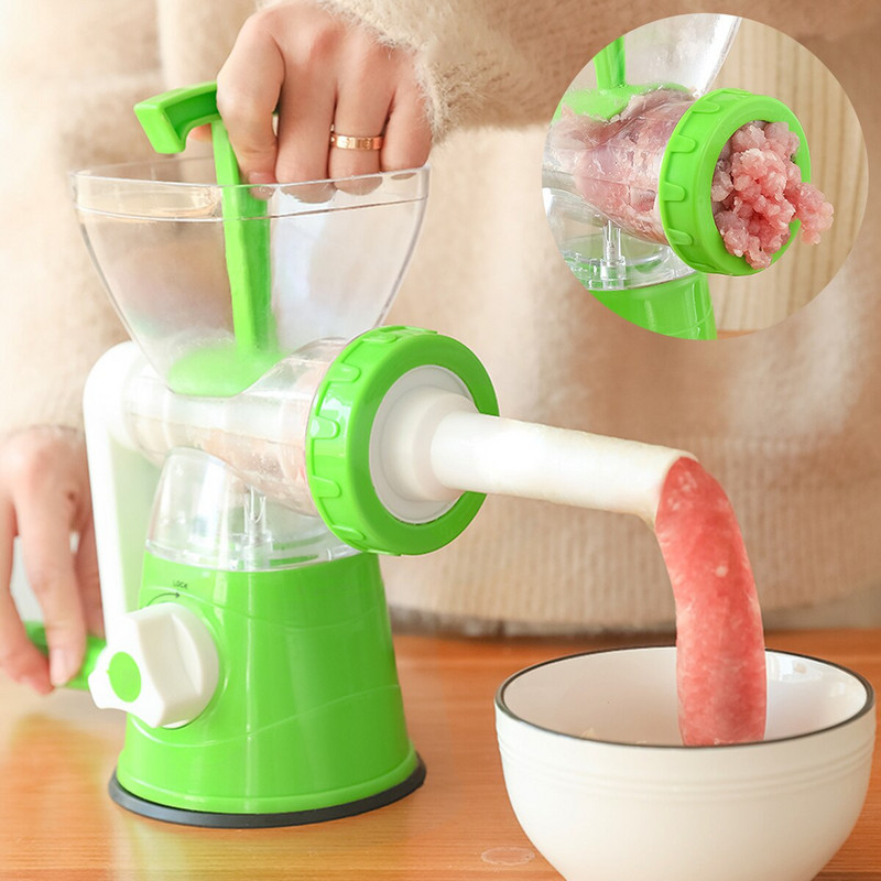 Kézi Húsdaráló Háztartási Multifunkcionális Húsdaráló Kézi hajtókaros daráló Rozsdamentes acél húsfeldolgozó darálógép Coo