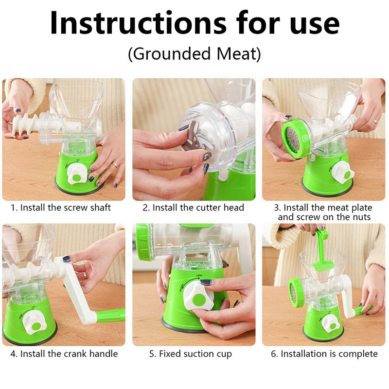 Kézi Húsdaráló Háztartási Multifunkcionális Húsdaráló Kézi hajtókaros daráló Rozsdamentes acél húsfeldolgozó darálógép Coo