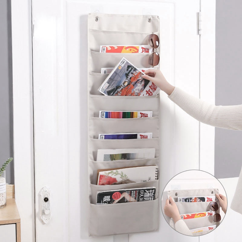 3/6/9 buzunare, pungi de depozitare pentru agățat pe perete, chei pentru cărți, organizator de uși pentru telefonul mobil, husă, dormitor, birou, container