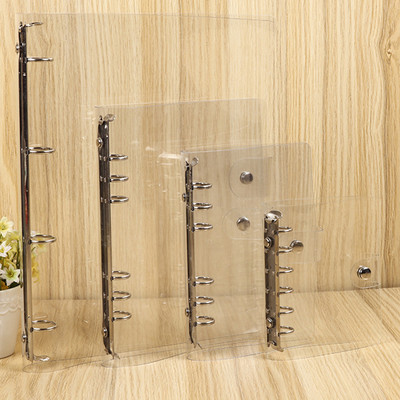 1PC Прозрачна пластмасова папка с файлове с щипки A4/A5/A6/A7 Тетрадка с халки за листове, подвързия, планер, дневен ред, училищни офис консумативи