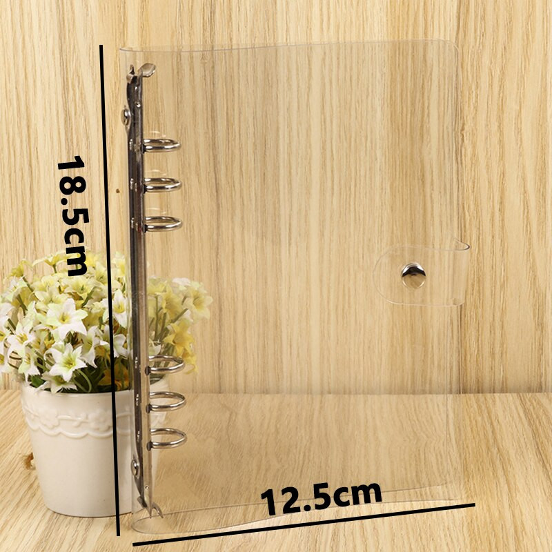 1PC Прозрачна пластмасова папка с файлове с щипки A4/A5/A6/A7 Тетрадка с халки за листове, подвързия, планер, дневен ред, училищни офис консумативи