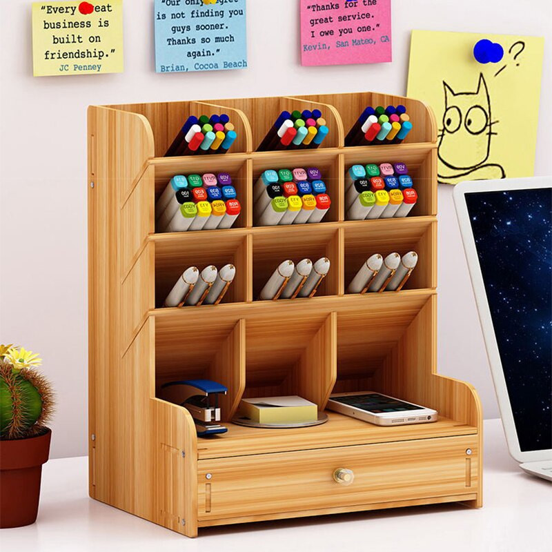 Suport stilou Nordic Ins Cutie de depozitare Creativitate Birou de birou Cutie de papetărie Raft din lemn de capacitate mare Cutie organizatoare din lemn W2044