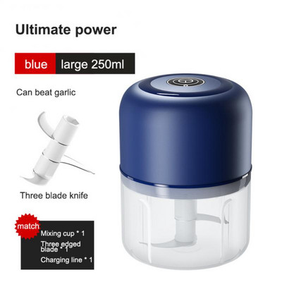 Elektromos fokhagyma aprító 100/250 ml USB Húsdaráló Fokhagymanyomógép Erős, tartós zöldségdaráló konyhai tartozékok