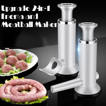 Εγχειρίδιο 2-σε-1 Enema Meatball Maker Μηχανή Γέμισης Λουκάνικων Sausage Stuffer Επεξεργαστής φαγητού από ανοξείδωτο ατσάλι Homemade Sausage Tool