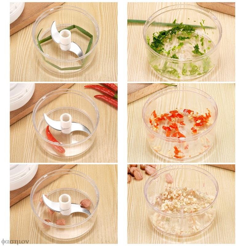 Rankinis maisto pjaustytuvas, traukimo virvelė česnako smulkintuvas Smulkintuvas vaisiams, daržovėms, mėsai, virtuvės įrankis Mini maisto smulkintuvas