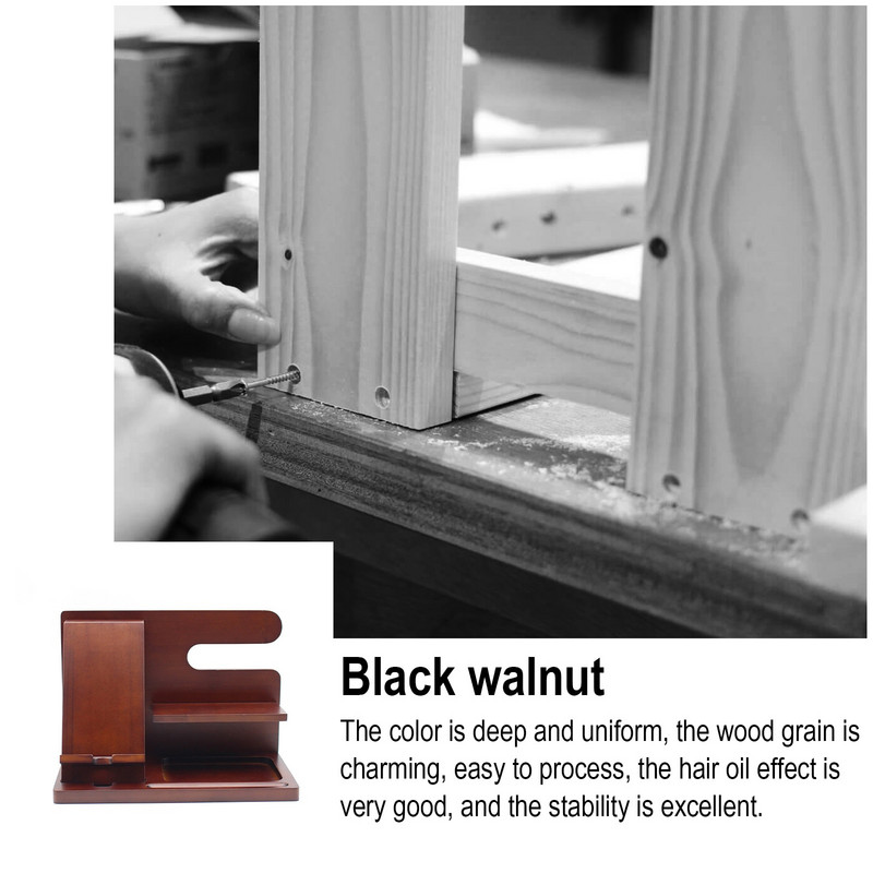 Stație de andocare pentru telefon din lemn Suport pentru telefon mobil de birou Suport tabletă Suport de încărcare din lemn de bambus pentru telefon