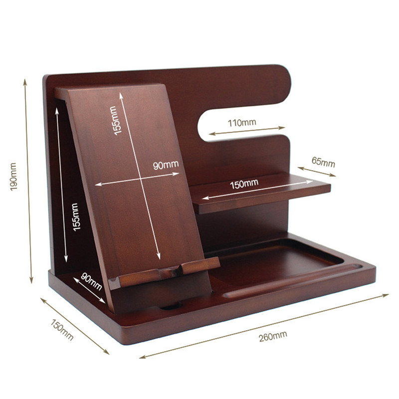 Stație de andocare pentru telefon din lemn Suport pentru telefon mobil de birou Suport tabletă Suport de încărcare din lemn de bambus pentru telefon