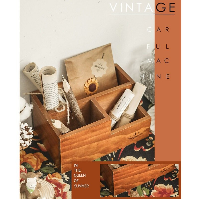 Organizator de birou din lemn multifuncțional, în stil retro, pentru decorarea casei, biroului, fermei