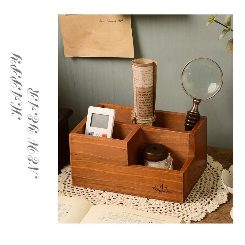 Organizator de birou din lemn multifuncțional, în stil retro, pentru decorarea casei, biroului, fermei