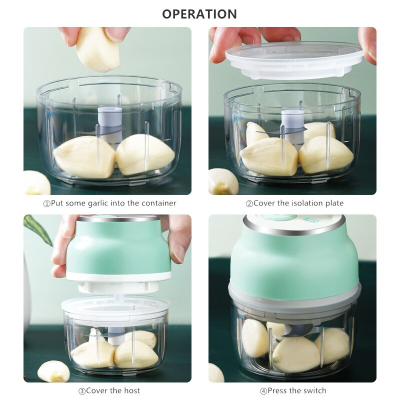 2021 USB električna mini sjeckalica za hranu, češnjak, povrće, mlin, drobilica, preša za orahe, meso, voće i luk, višenamjenski procesor
