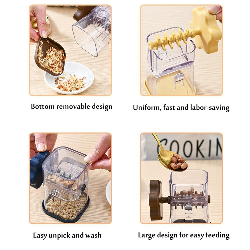 Ръчна мелница за ядки Многофункционална трошачка за сушени плодове Машина за фъстъци Чопър за ядки Устройство за смилане на фъстъци Мелница за зърно