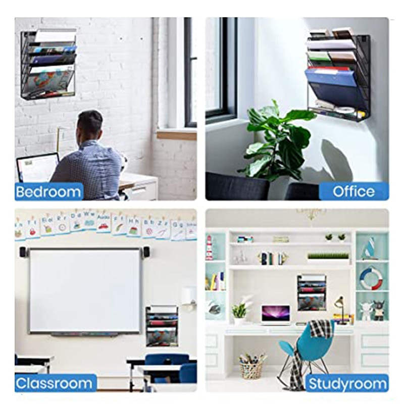 Penkių aukštų vertikalios metalinės geležies laikymo lentynos Krepšelis Pakabinamas laikymo stalas Žurnalas Laikraščių organizatorius Sienos dekoravimo laikiklis