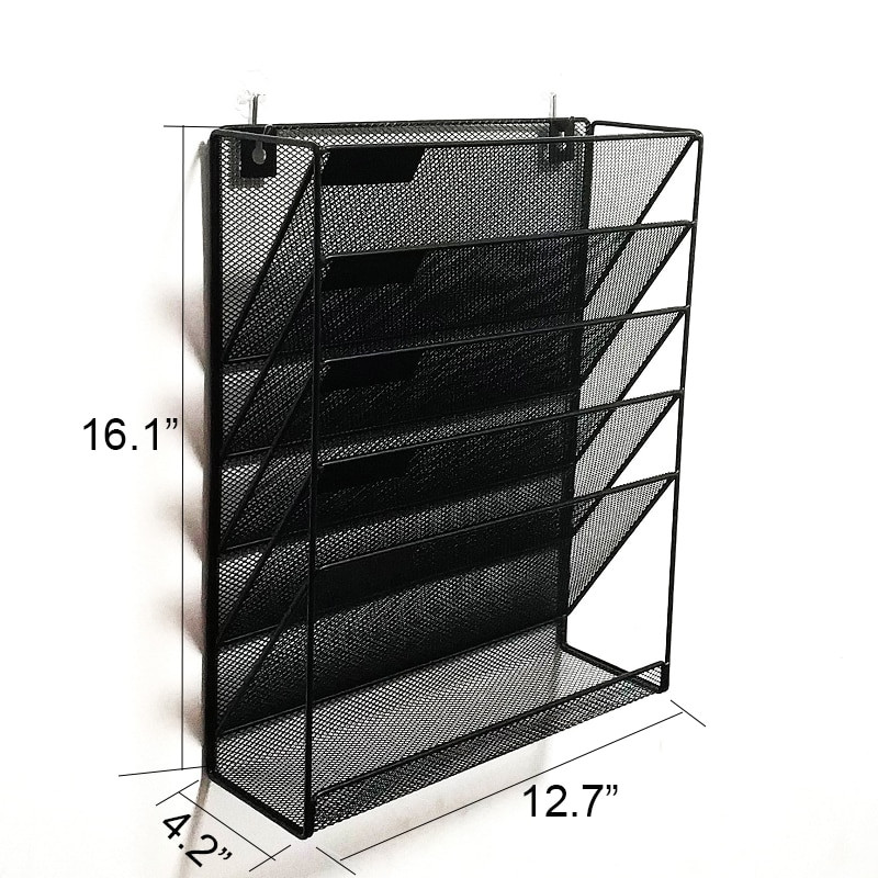 Penkių aukštų vertikalios metalinės geležies laikymo lentynos Krepšelis Pakabinamas laikymo stalas Žurnalas Laikraščių organizatorius Sienos dekoravimo laikiklis