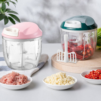 900ML 2021 нов стил Мултифункционален високоскоростен дизайн Зеленчуци Плодове Twist Шредер Ръчна месомелачка Чопър Резачка за чесън