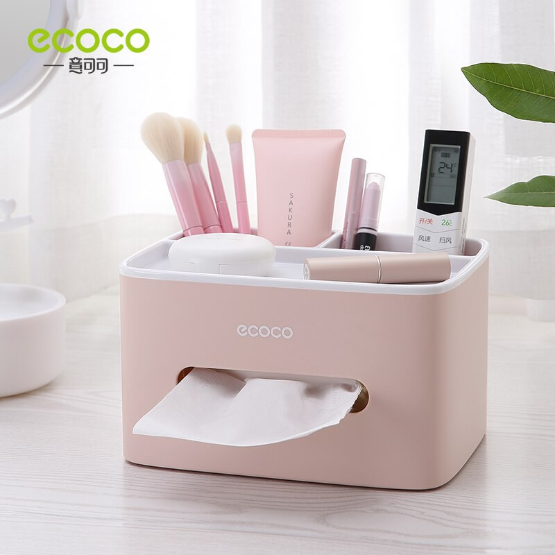 ECOCO Tissue Box Nappali Étterem Egyszerű Többcélú Asztali Tissue Doboz Távirányító Szemüvegek Mobiltelefon tárolódoboz