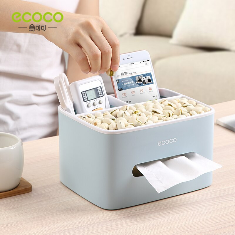 ECOCO Tissue Box Nappali Étterem Egyszerű Többcélú Asztali Tissue Doboz Távirányító Szemüvegek Mobiltelefon tárolódoboz