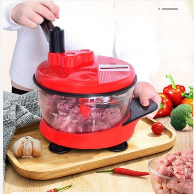 2L Кухненски ръчен кухненски робот Миксер Пасатор за яйца Месомелачка Чопър за зеленчуци Шредер Резачка с ножове от неръждаема стомана