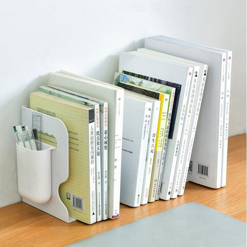ABS fehér állítható könyvtartó könyvtartók tolltartóval diákok asztali magazin irattartó irodai könyvtartó állvány