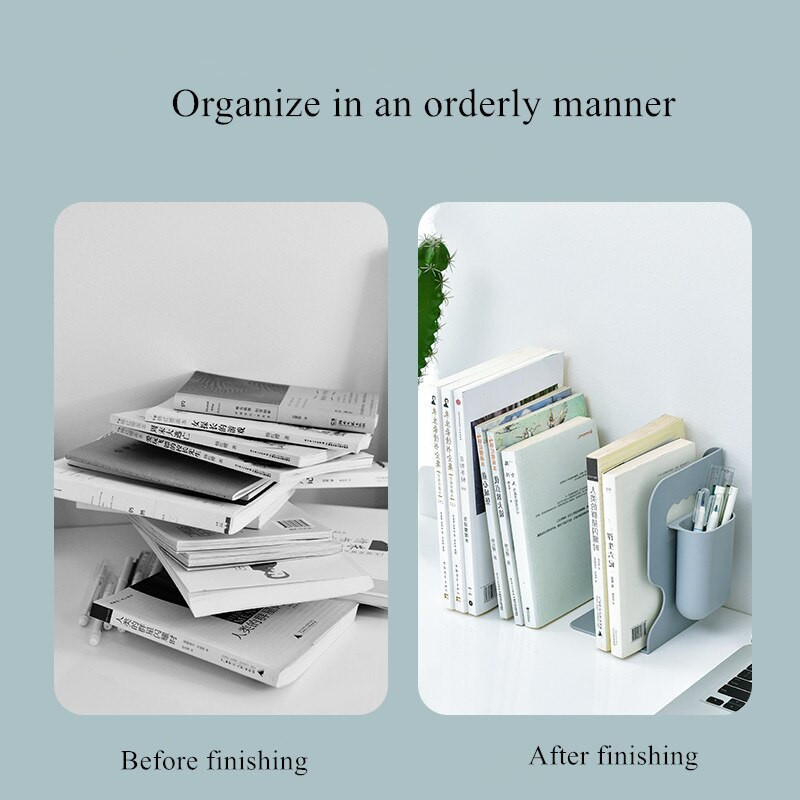 ABS fehér állítható könyvtartó könyvtartók tolltartóval diákok asztali magazin irattartó irodai könyvtartó állvány