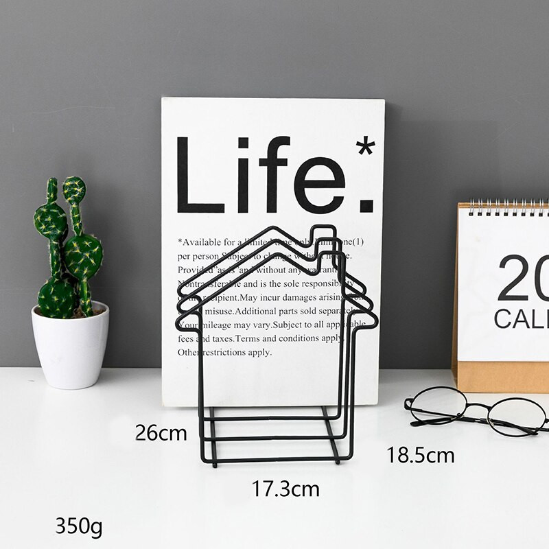 Fém könyvtároló állványok Nordic Heart House formájú könyvtartó Nem összecsukható polc Magazin irattartó irattartó Irodaszervező