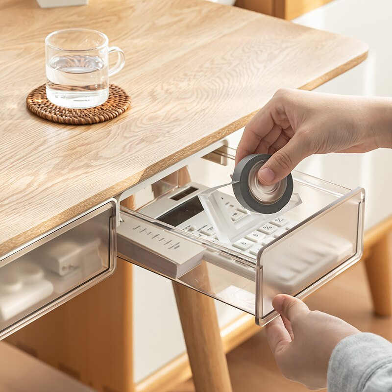 2 stiliaus kosmetikos papuošalų dėžutė po rašomuoju stalu. Maža nematoma stalčiaus dėžutė, skirta raštinės reikmenims