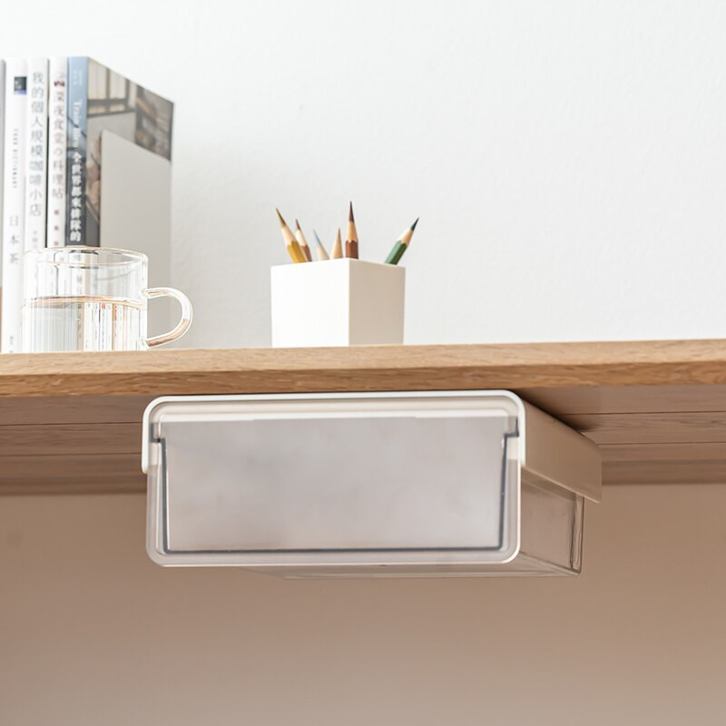 2 stiliaus kosmetikos papuošalų dėžutė po rašomuoju stalu. Maža nematoma stalčiaus dėžutė, skirta raštinės reikmenims