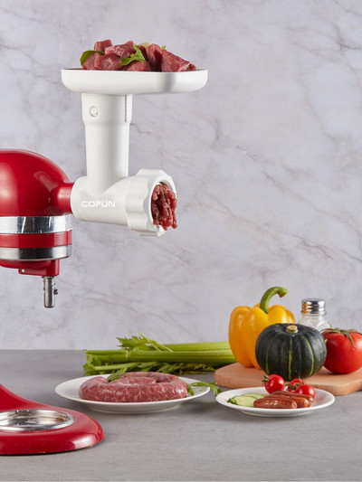 COOLCOOK kiváló minőségű élelmiszer-húsdaráló tartozék Kitchenaid állványos mixerhez, kolbásztöltő csőkészlettel