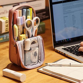 Rašiklio krepšys pieštuko dėklas Dviejų sluoksnių sulankstomas stovas iš audinio telefono laikiklio laikymo maišelis raštinės reikmenims Biuro mokykla A6171