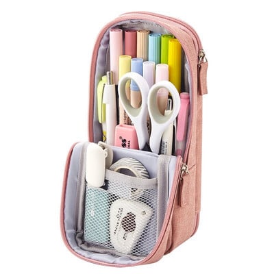 Rašiklio krepšys pieštuko dėklas Dviejų sluoksnių sulankstomas stovas iš audinio telefono laikiklio laikymo maišelis raštinės reikmenims Biuro mokykla A6171