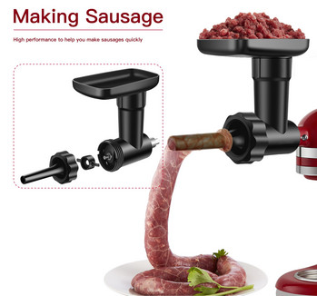 COOLCOOK Висококачествена приставка за смилане на месо за храна KitchenAid Стоящ миксер - Включени 2 тръби за пълнене на колбаси