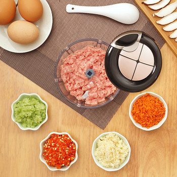 Ръчен 3 ножа Мултифункционален чопър за зеленчуци Месомелачка Блендер за чесън Кухненски инструмент Кухня