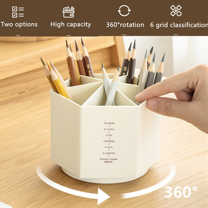 Завъртане на 360 градуса Органайзери за бюро Органайзер за съхранение Ecoco Home Office Държач за писалка Стойка за химикалки Консумативи за почистване Канцеларски материали